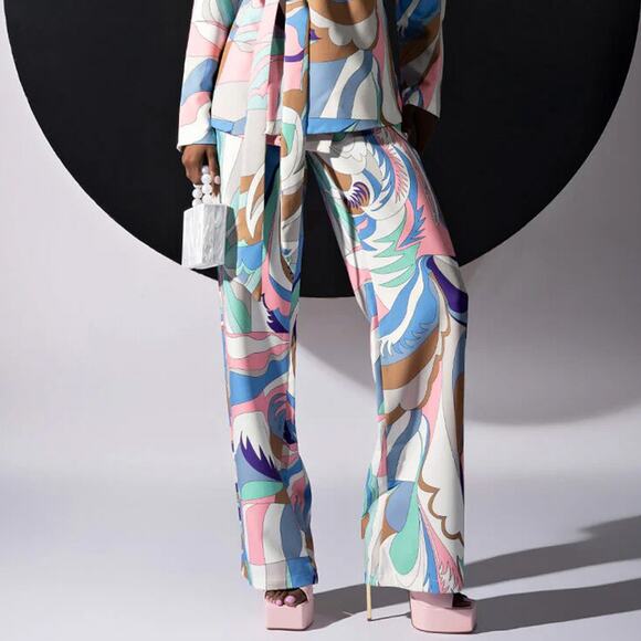 AKIRA Pants - Akira Abstract Printed Wide Leg Pants Size S